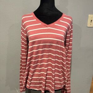 Rue21 Pink and White Long Sleeve Tee